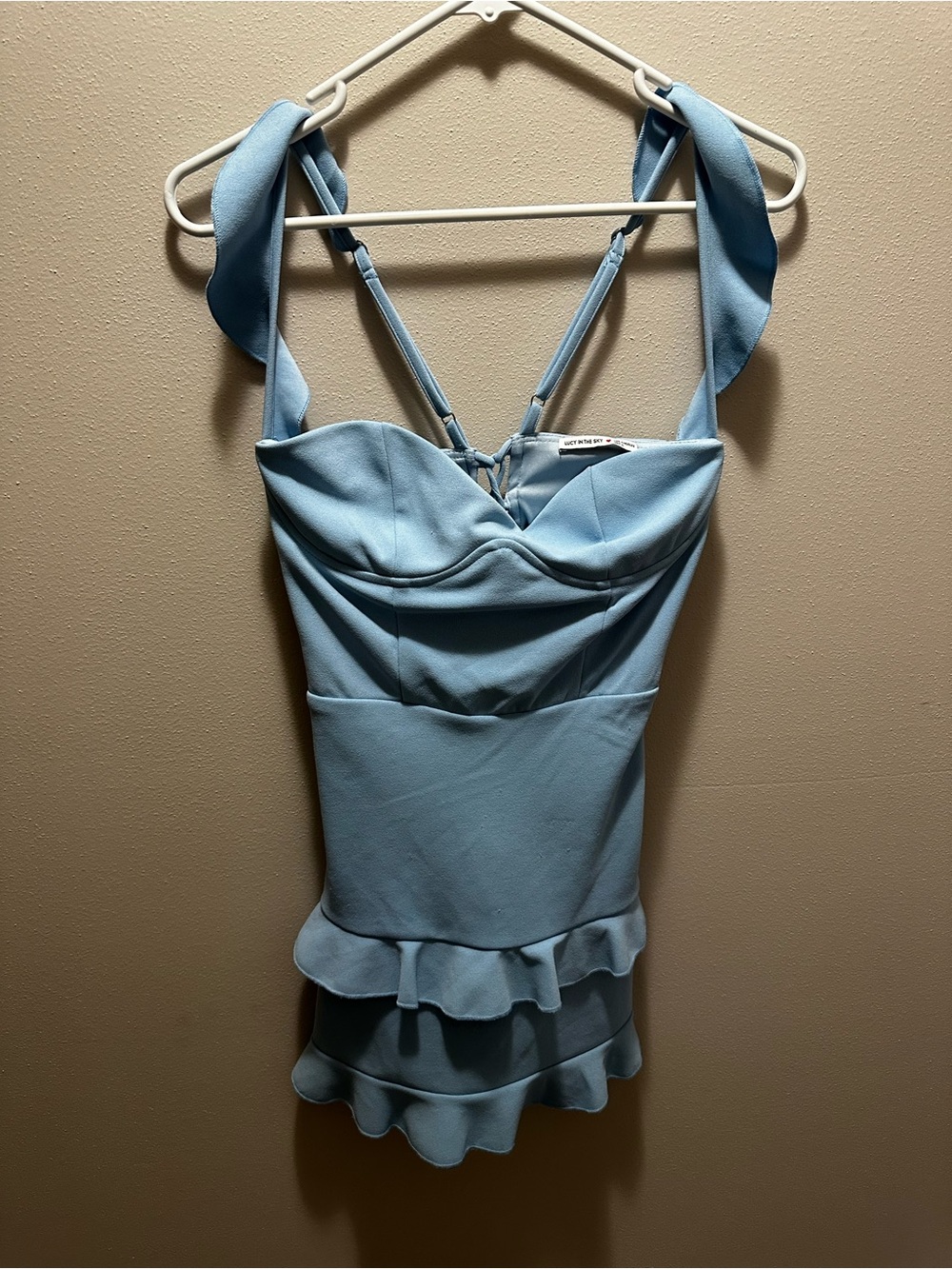 Lucy in the Sky Light Blue Ruffle Mini Dress